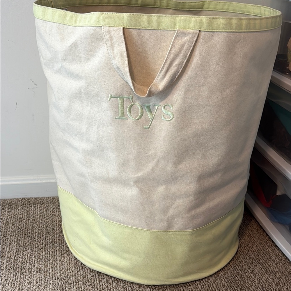 Pottery Barn Kids Cream and Light Green Toy Organizer